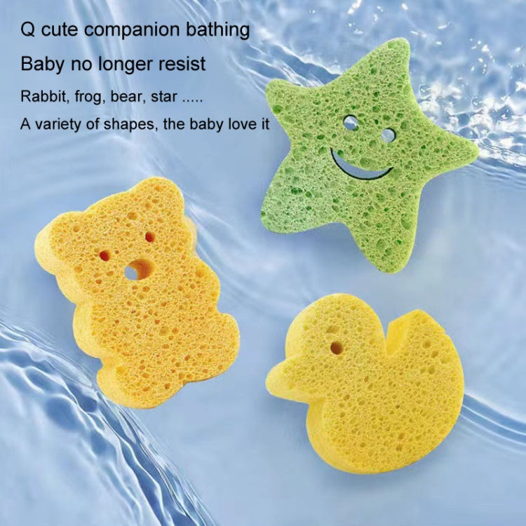 Baby Bathing Wood Pulp Sponge Cute Cartoon Soft Bath Sponge Bath Scrubber, Bear, Bunny, Little Star, Duck