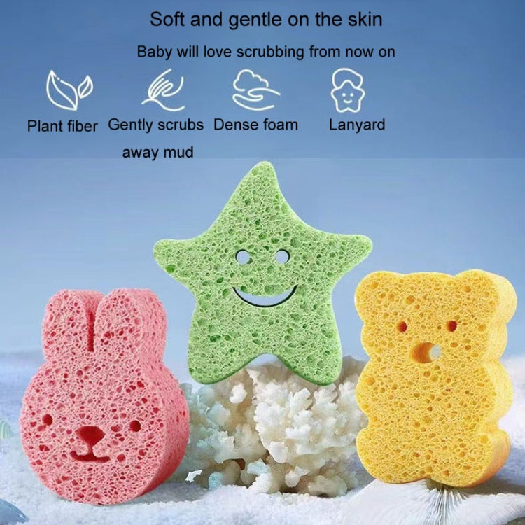 Baby Bathing Wood Pulp Sponge Cute Cartoon Soft Bath Sponge Bath Scrubber, Bear, Bunny, Little Star, Duck