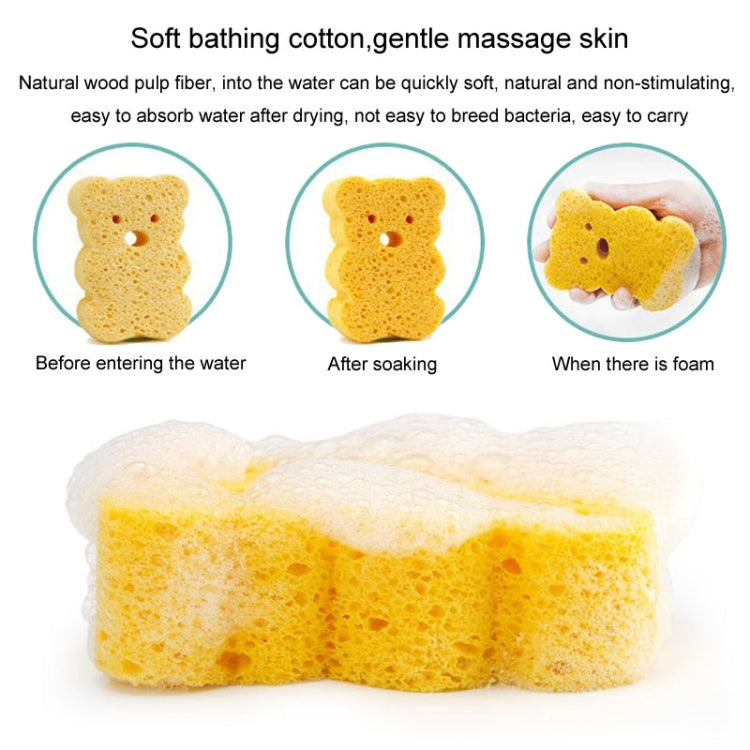 Baby Bathing Wood Pulp Sponge Cute Cartoon Soft Bath Sponge Bath Scrubber, Bear, Bunny, Little Star, Duck