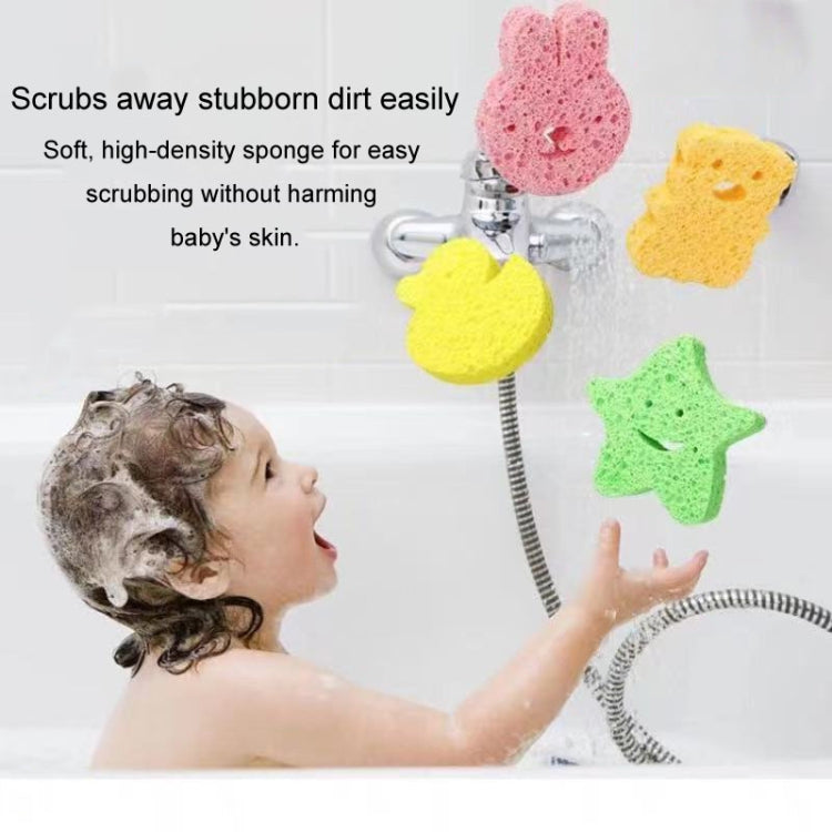 Baby Bathing Wood Pulp Sponge Cute Cartoon Soft Bath Sponge Bath Scrubber, Bear, Bunny, Little Star, Duck