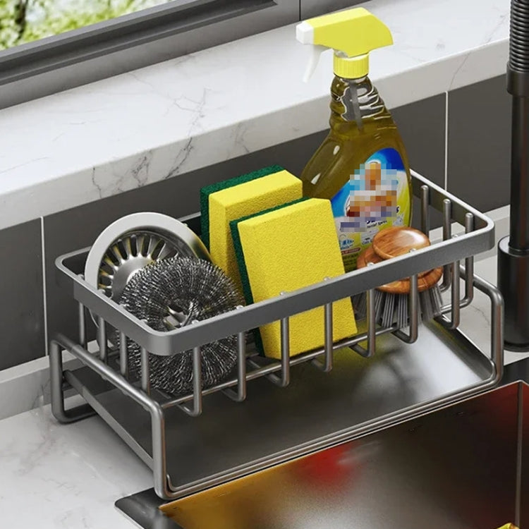 Kitchen Sink Multifunctional Drain Rack Sponge Rag Storage Shelf, Gray, Black, White, With Pole Gray, With Pole Black, With Pole White