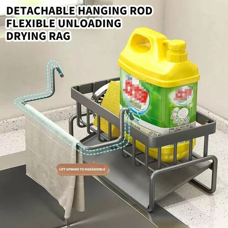 Kitchen Sink Multifunctional Drain Rack Sponge Rag Storage Shelf, Gray, Black, White, With Pole Gray, With Pole Black, With Pole White