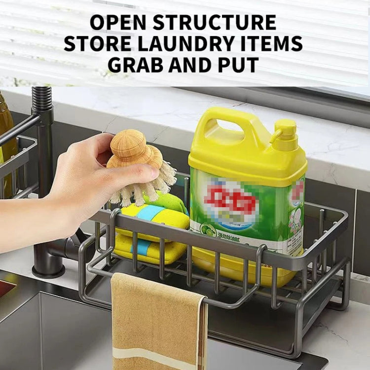 Kitchen Sink Multifunctional Drain Rack Sponge Rag Storage Shelf, Gray, Black, White, With Pole Gray, With Pole Black, With Pole White
