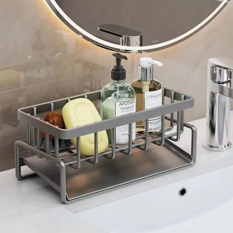 Kitchen Sink Multifunctional Drain Rack Sponge Rag Storage Shelf, Gray, Black, White, With Pole Gray, With Pole Black, With Pole White
