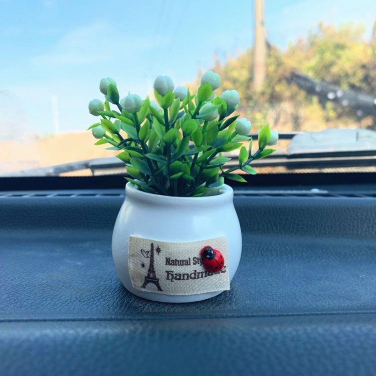 Mini Car Potted Ornaments Decoration Simulated Flower Pots, Lucky Fruit White Bottle, Lucky Fruit Black Bottle