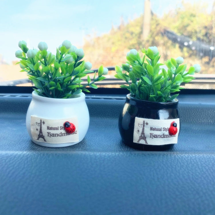 Mini Car Potted Ornaments Decoration Simulated Flower Pots, Lucky Fruit White Bottle, Lucky Fruit Black Bottle