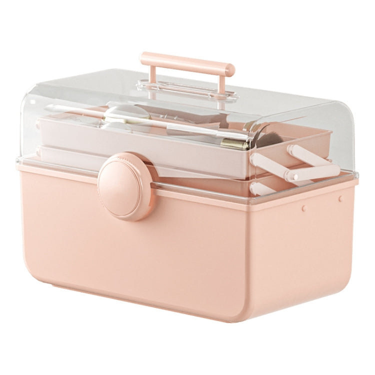 Cosmetics Storage Box Plastic Anti -Dust Transparent Desktop Medicine Box, L Cream Color, L Pink, L Blue, XL Cream Color, XL Pink, XL Blue