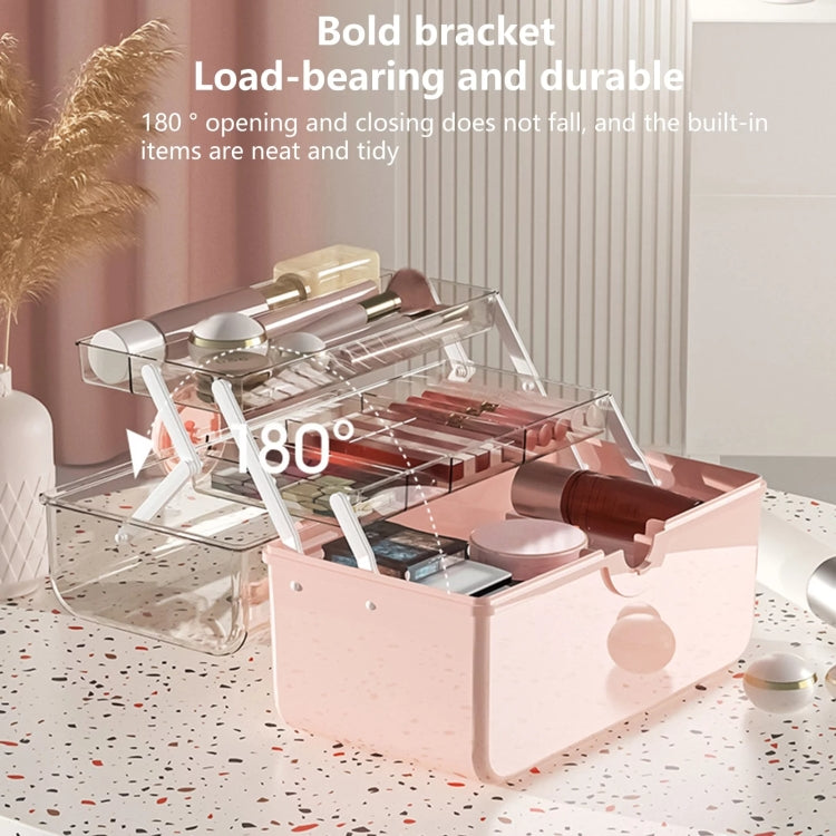 Cosmetics Storage Box Plastic Anti -Dust Transparent Desktop Medicine Box, L Cream Color, L Pink, L Blue, XL Cream Color, XL Pink, XL Blue