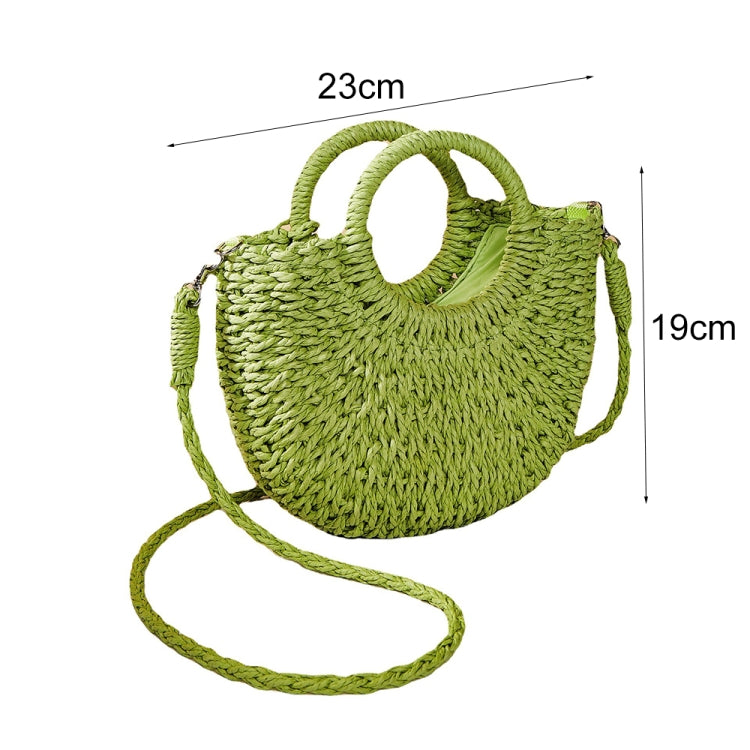 Half-moon Shape Straw Tote Bag Cross-body Woven Beach Single-shoulder Bag, Camel, Beige, Rose Red, Orange Red, Pink, Green
