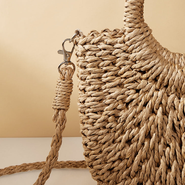Half-moon Shape Straw Tote Bag Cross-body Woven Beach Single-shoulder Bag, Camel, Beige, Rose Red, Orange Red, Pink, Green