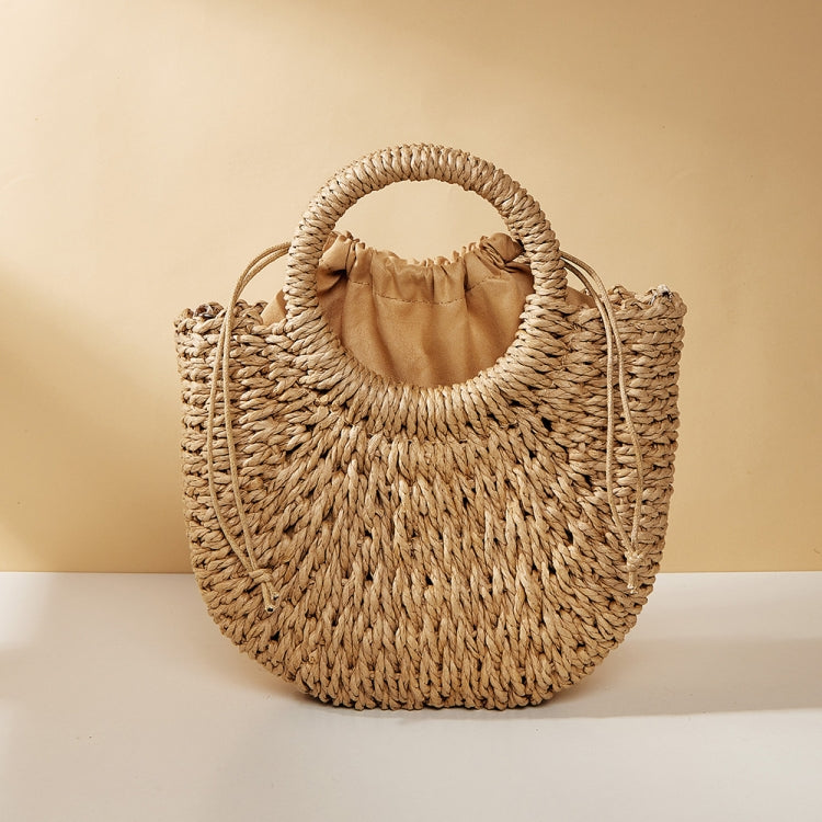 Half-moon Shape Straw Tote Bag Cross-body Woven Beach Single-shoulder Bag, Camel, Beige, Rose Red, Orange Red, Pink, Green