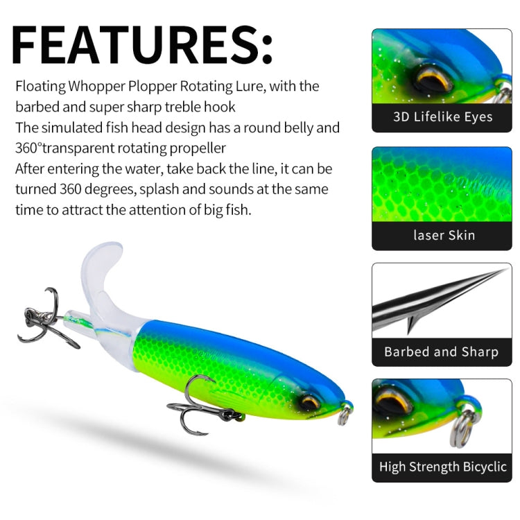 PROBEROS DW601 360 Degree Rotating Propeller Lures Topwater Tethered Tractor Floating Fake Fish Bait, 10.5cm/13.5g, 11.5cm/16.5g, 14.5cm/32.5g