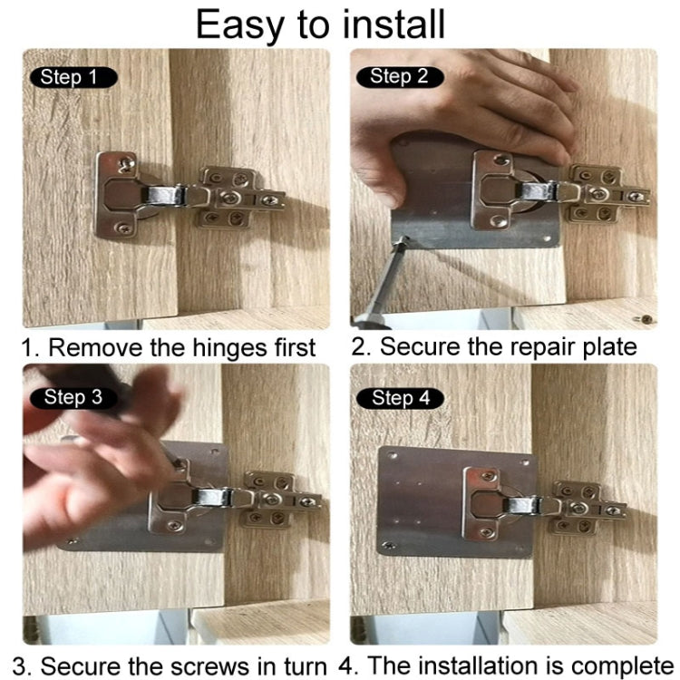 5pcs Cabinet Door Repair Hinge Mounting Plate Hinge Fixing Panel Installing Piece Tool, 80 x 80mm