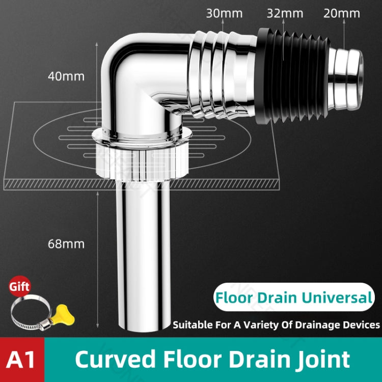 Elbow Type Washing Machine Floor Drain Joint Pipe Connector, A1, A2, A3, A4
