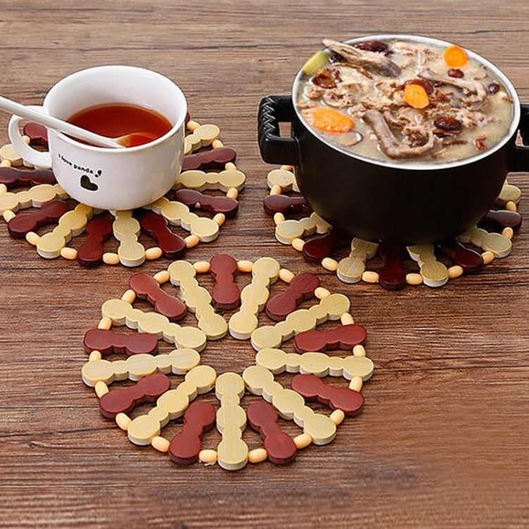 Bamboo Dining Table Insulation Pad Heatproof Coasters Anti-Scald Pot Mat, 16.5cm Round, 14x15cm Square