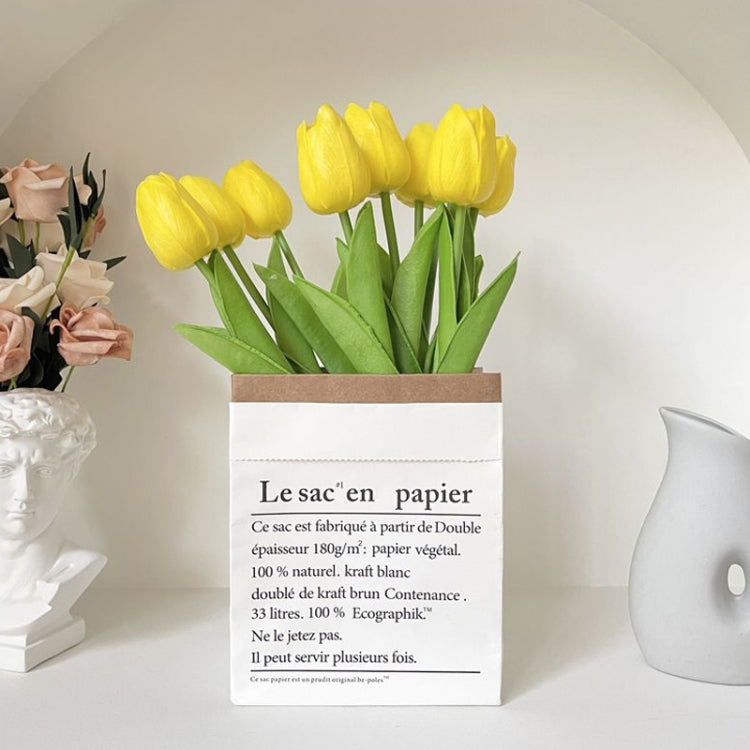 10 In 1 Tulip Bouquet With Paper Bag Home Decoration Simulation Flowers Paper Bag Floral Set Arrangement