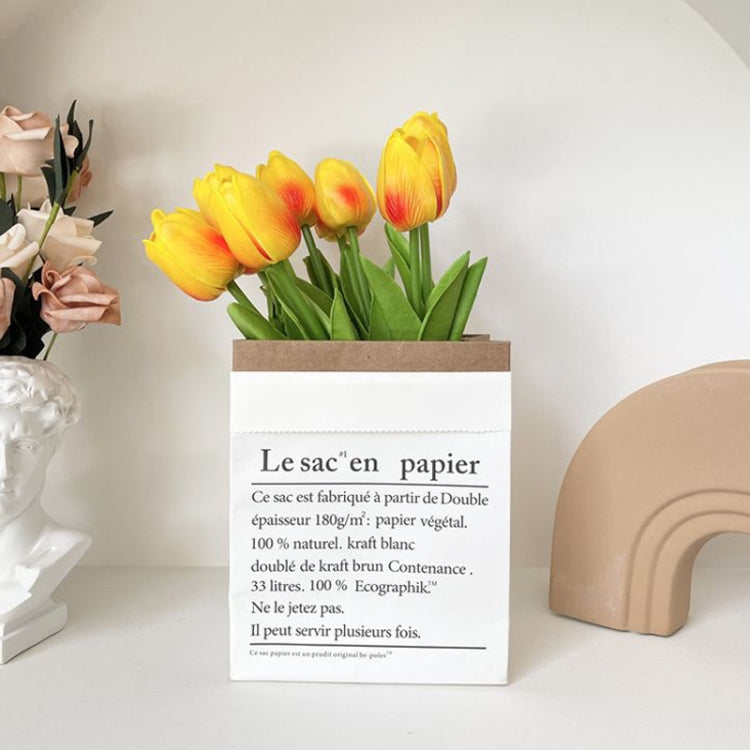 10 In 1 Tulip Bouquet With Paper Bag Home Decoration Simulation Flowers Paper Bag Floral Set Arrangement