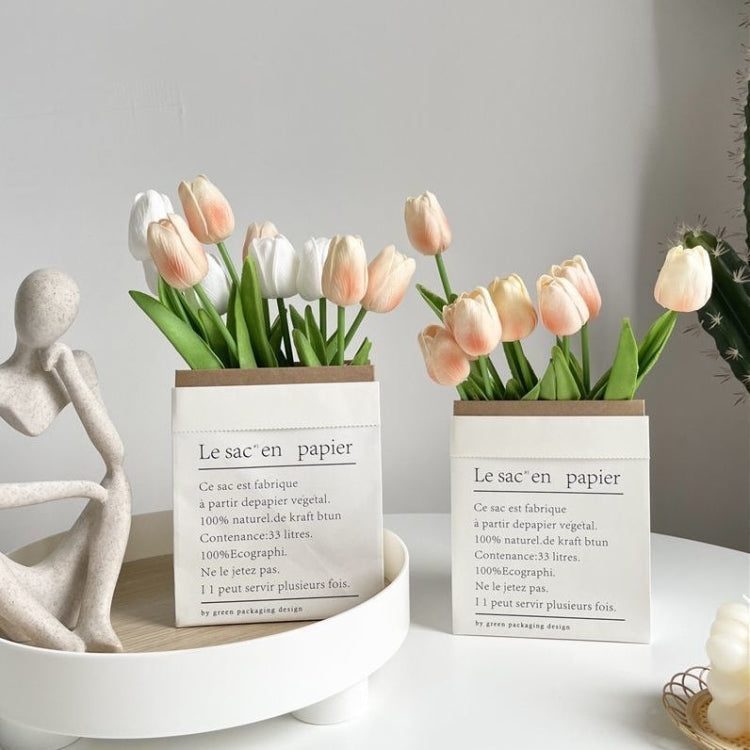 10 In 1 Tulip Bouquet With Paper Bag Home Decoration Simulation Flowers Paper Bag Floral Set Arrangement