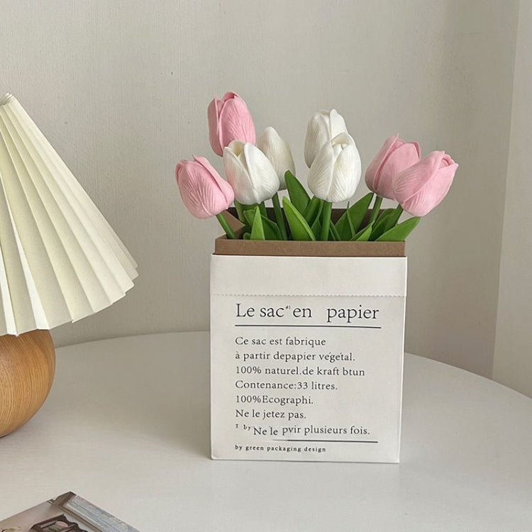 10 In 1 Tulip Bouquet With Paper Bag Home Decoration Simulation Flowers Paper Bag Floral Set Arrangement