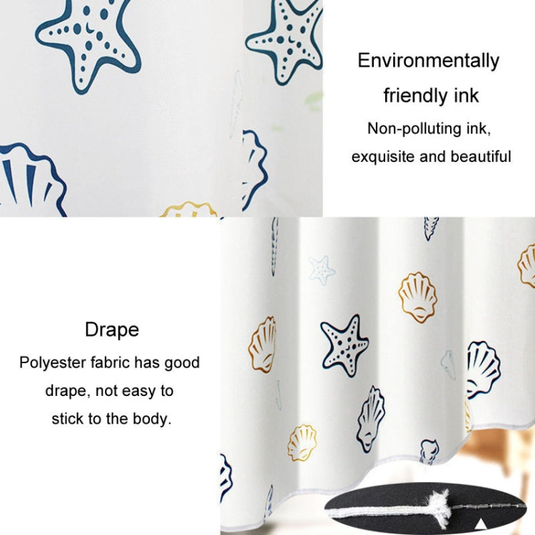 Sea World Polyester Shower Curtain Thickened Waterproof Bathroom Shower Curtain Cloth With Hooks, 80x180cm, 120x180cm, 120x200cm, 150x180cm, 150x200cm, 180x180cm, 180x200cm, 200x180cm, 200x200cm, 240x200cm, 200x240cm, 300x200cm, 100x200cm, 220x200cm   ...
