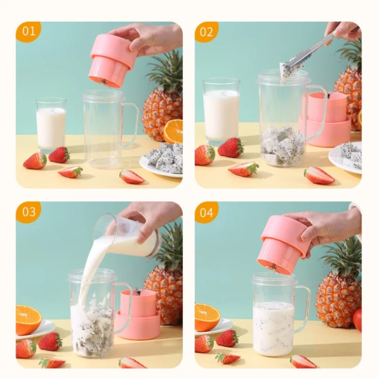 420ml 6 Blades Straw Juice Cup USB Charging Portable Fruit Juicer Smoothie Maker