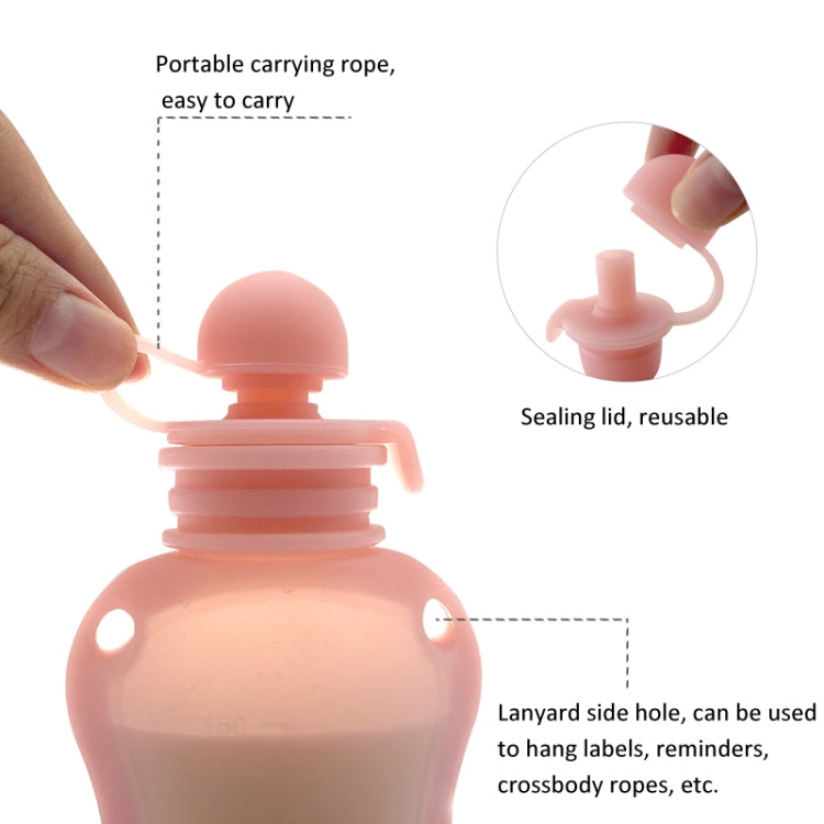 150ml Reusable Silicone Baby Food Pouches Refillable Squeeze Storage Containers, 150ml  Blue, 150ml Pink, 150ml Beige