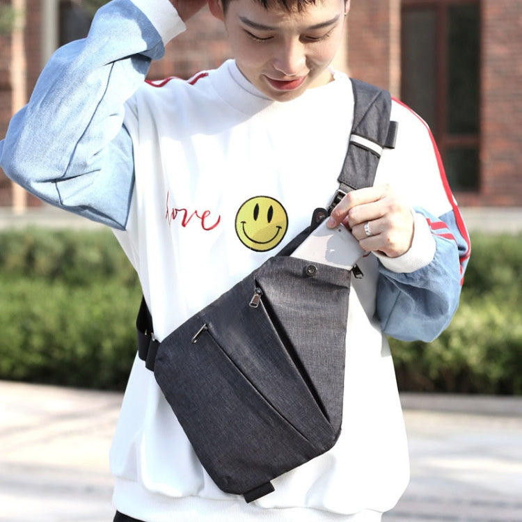 Sports Casual Men Crossbody Bag Large Capacity Multi-Pocket Single Shoulder Bag, Right Shoulder Nylon (Gray), Left Shoulder Nylon (Black), Left Shoulder Nylon (Gray), Left Shoulder Nylon (Blue), Right Shoulder Oxford Cloth (Gray)                       ...