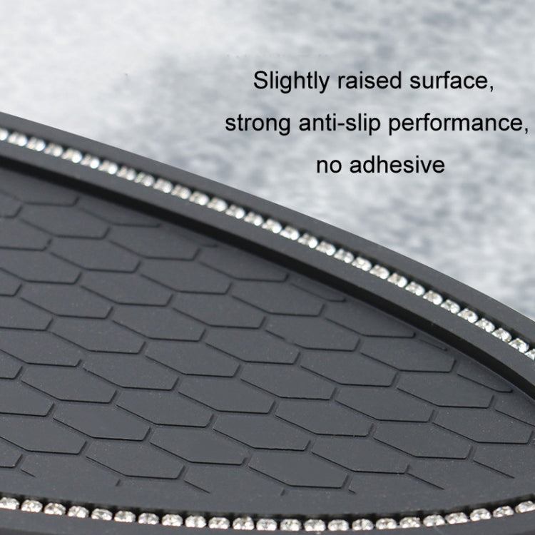 Car Center Console Ornaments Oval Anti-slip Mat, Without Diamond, With Diamond
