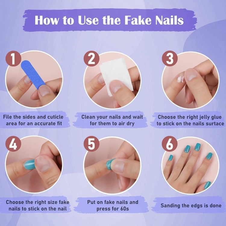 24pcs /Box  Press On Nails Dark Star and Moon Series False Nails Mid-Length Ballet Nails, R722
