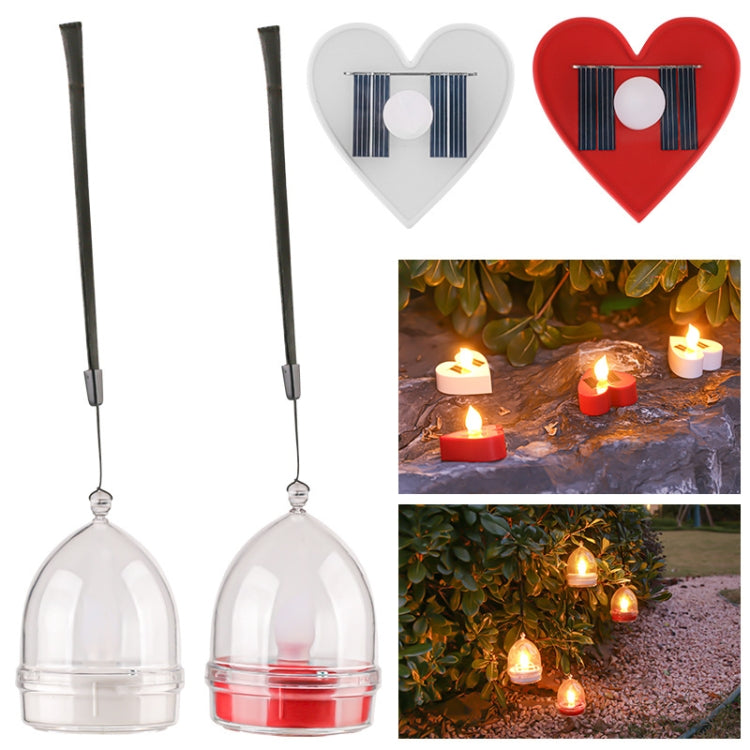 Solar Candle Light Outdoor Courtyard Villa Garden Waterproof Decoration Light, Heart Mode White Shell, Heart Model Red Shell, Round Model White Shell, Round Model Red Shell