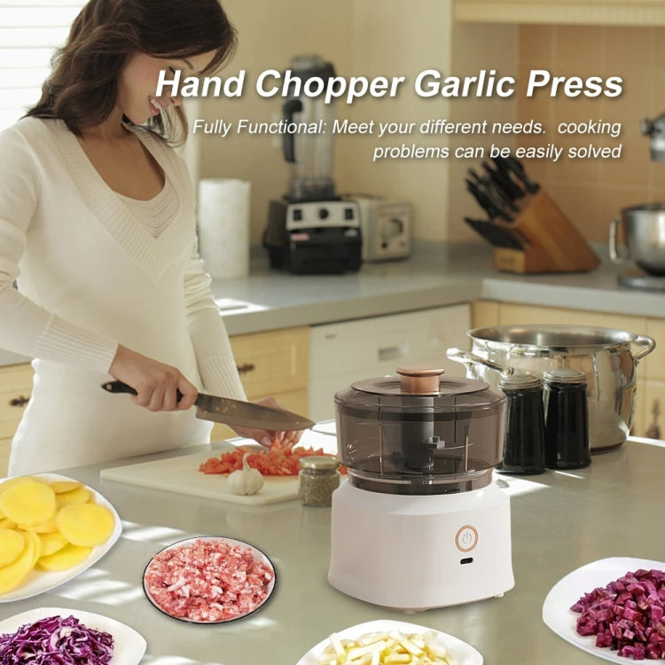 JRQ-01 Home Wireless Electric Meat Grinder Kitchen Garlic Pounder, Long-press, Double-click, Electroplated Double-click