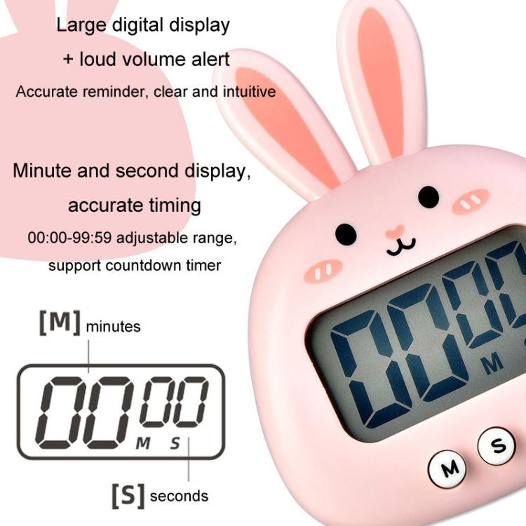 Cartoon Electronic Timer Magnetic Student Study Time Manager, RB800 Tomato Red, RB740 Bunny White, RB740 Bunny Pink