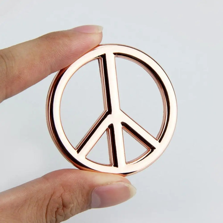 Car Anti-War Peace Sign Three-Dimensional Metal Stickers, Titanium Black, Gold