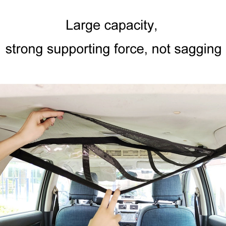 SUV Ceiling Storage Net Car Roof Mesh Storage Bag Suitable For 3-handle Models, Transparent PVC+Reinforcement Webbing