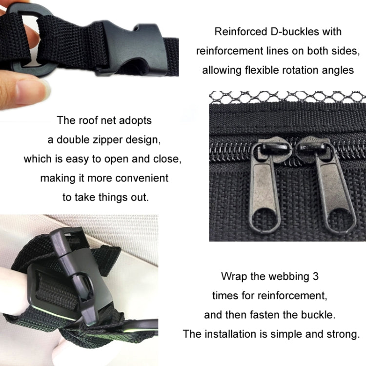 SUV Ceiling Storage Net Car Roof Mesh Storage Bag Suitable For 3-handle Models, Transparent PVC+Reinforcement Webbing