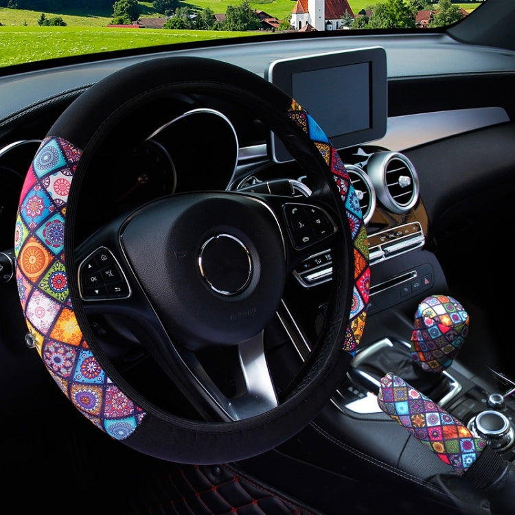 Color-blocked Neoprene Elastic Steering Wheel Cover Without Inner Ring