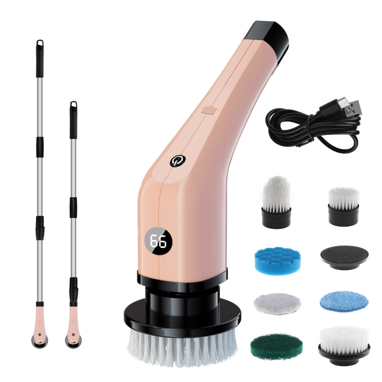 Cordless Electric Spin Scrubber Extension Handle with 7 Replacement Heads