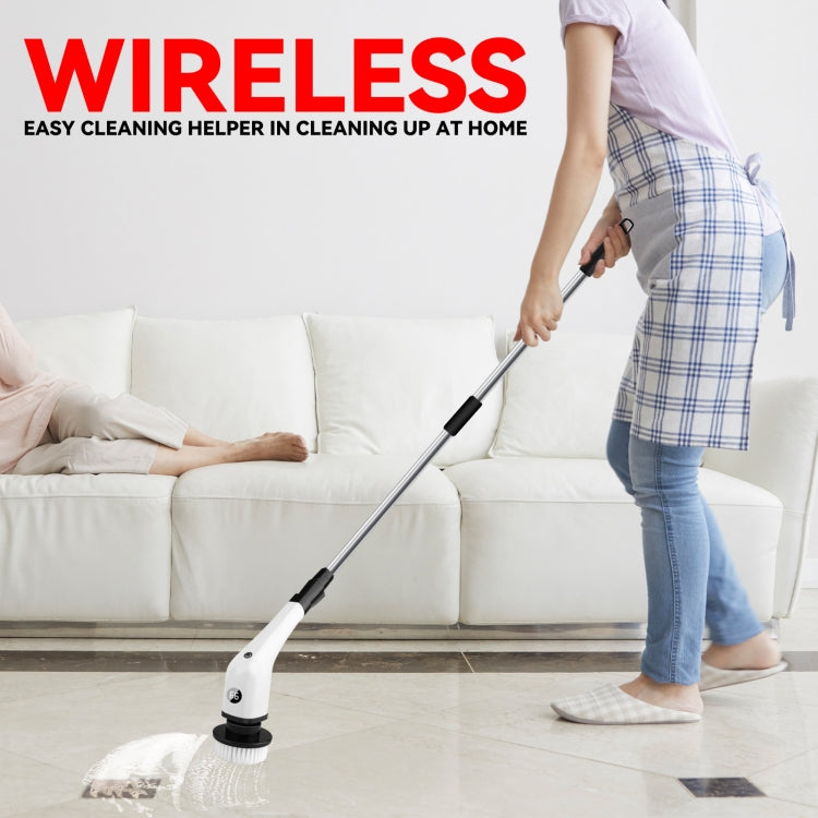 Cordless Electric Spin Scrubber Extension Handle with 7 Replacement Heads