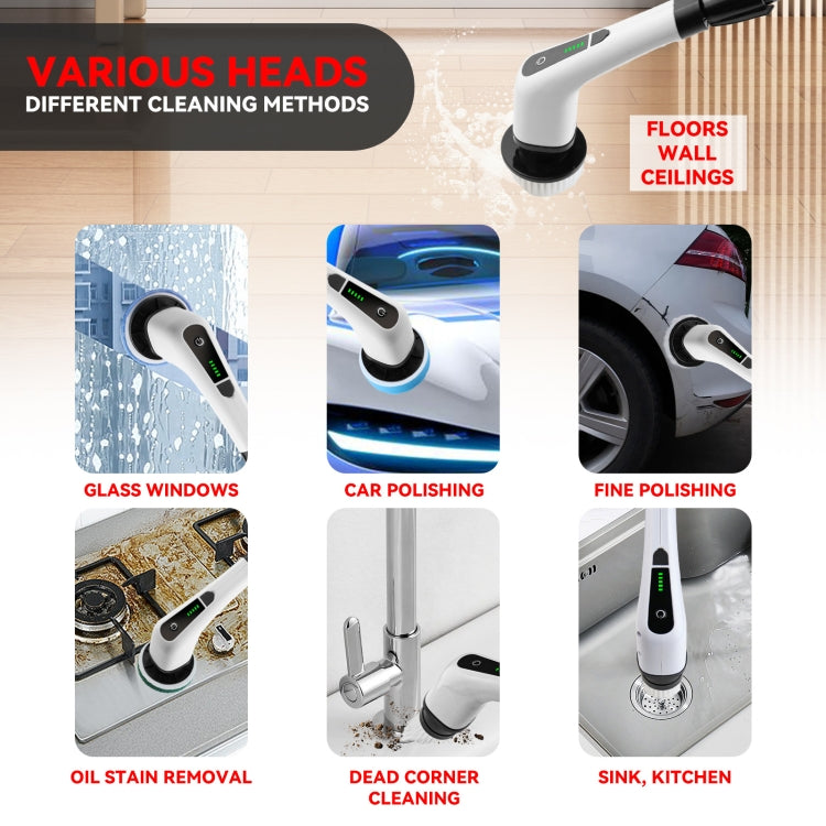 Cordless Electric Spin Scrubber Extension Handle with 7 Replacement Heads