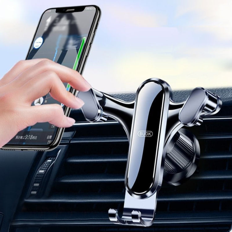 BUDK Triangle Gravity Sensor Car Phone Bracket Car Air Vent Navigation Holder, Adhesive Model, Suction Cup Base Model, Bent Suction Cup Base Model, Hook Model