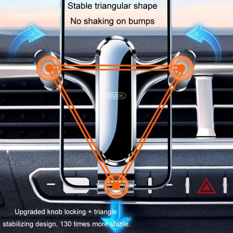 BUDK Triangle Gravity Sensor Car Phone Bracket Car Air Vent Navigation Holder, Adhesive Model, Suction Cup Base Model, Bent Suction Cup Base Model, Hook Model
