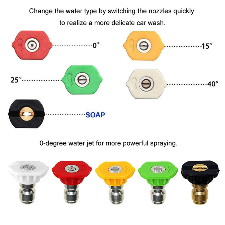 For Karcher K2-K7 Series High Pressure Washer Foam Lance Adapter, 1/4 Female Connector, 1/4 Female Connector + 5 Nozzle
