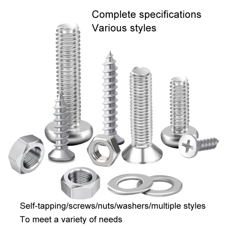 Screws Nuts Washers Self-Tapping Screws Set, Set B 18 Types 15 Cells, Set C 24 Types 24 Cells, Set D 24 Types 24 Cells, Set E 13 Types 10 Cells, Set F 11 Types 15 Cells, Set G 10 Types 10 Cells