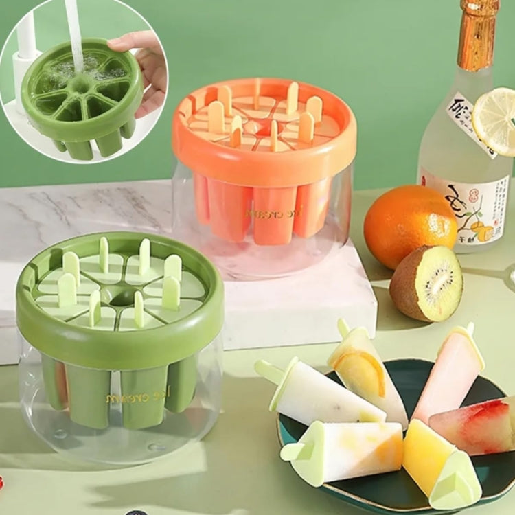 Homemade Popsicle Molds 8 Grid Ice Popsicle Maker With Ice Storage Bin, Green, Orange