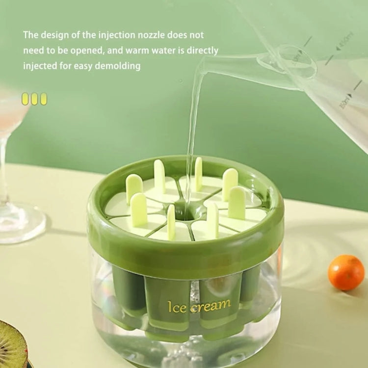 Homemade Popsicle Molds 8 Grid Ice Popsicle Maker With Ice Storage Bin, Green, Orange