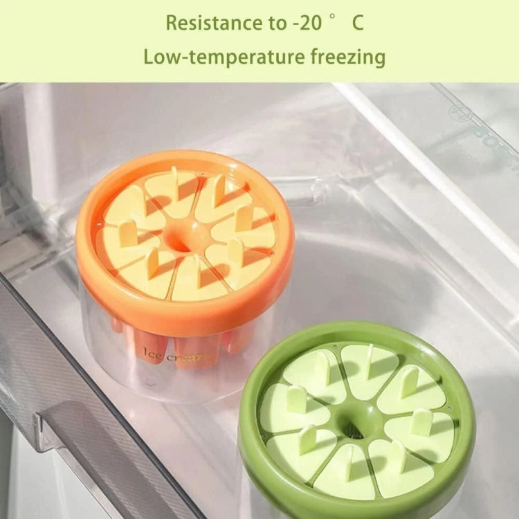 Homemade Popsicle Molds 8 Grid Ice Popsicle Maker With Ice Storage Bin, Green, Orange