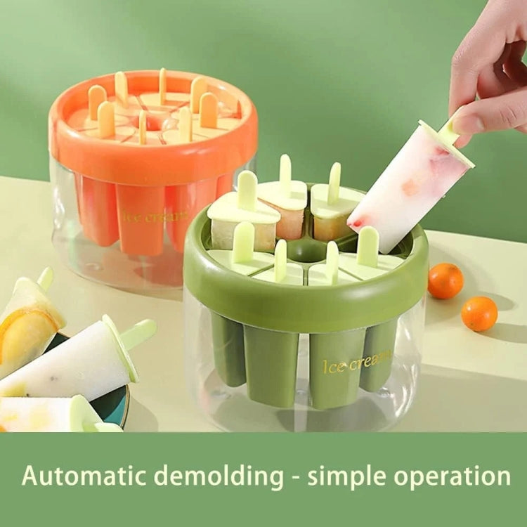 Homemade Popsicle Molds 8 Grid Ice Popsicle Maker With Ice Storage Bin, Green, Orange