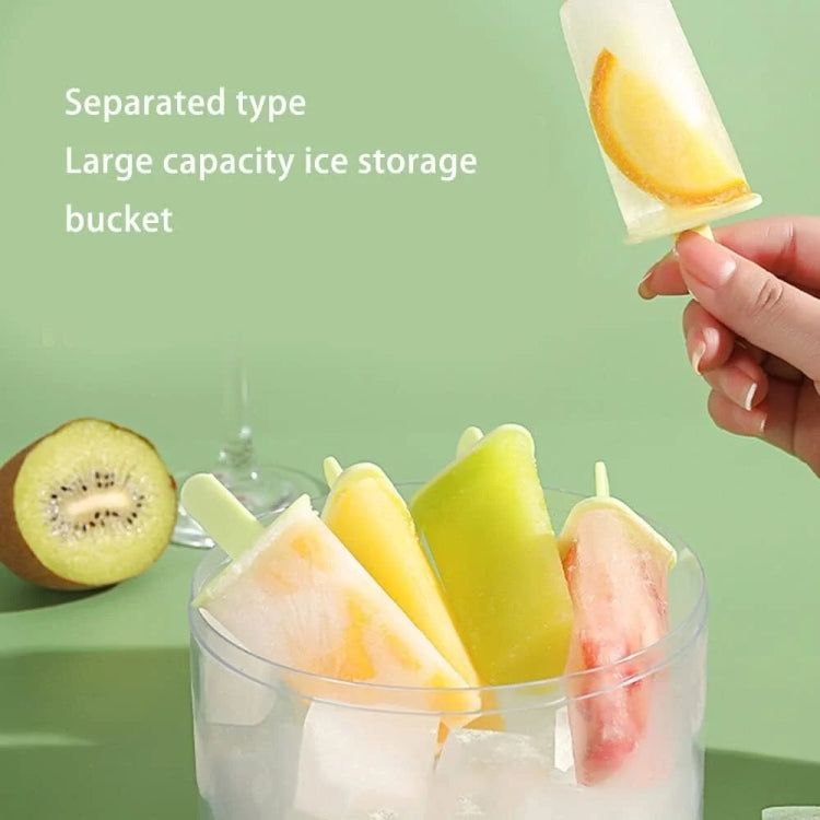 Homemade Popsicle Molds 8 Grid Ice Popsicle Maker With Ice Storage Bin, Green, Orange