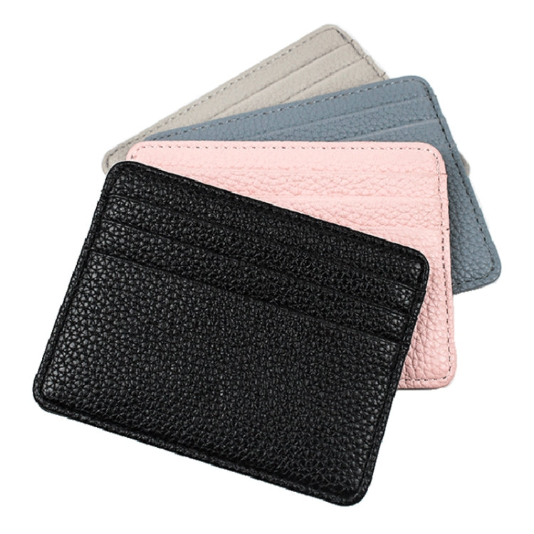 Lychee Pattern Multi-Card Slot Mini Card Holder Ultra-thin Coin Purse