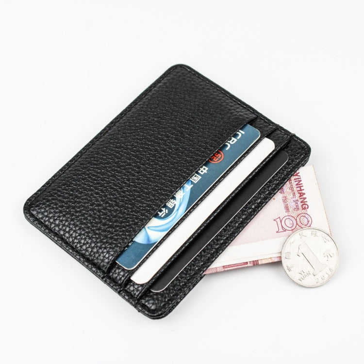 Lychee Pattern Multi-Card Slot Mini Card Holder Ultra-thin Coin Purse